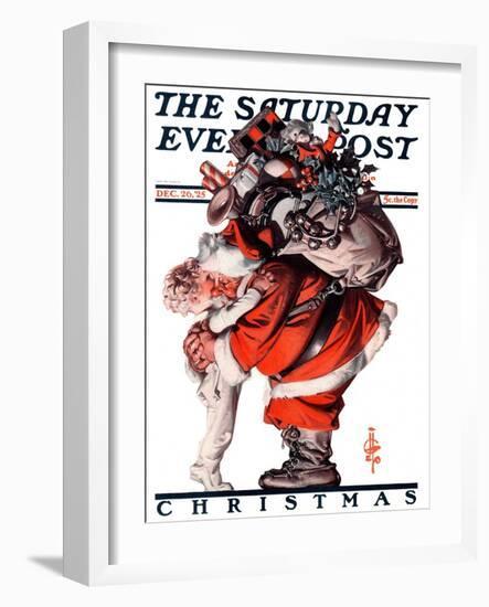 "Hug from Santa," Saturday Evening Post Cover, December 26, 1925-Joseph Christian Leyendecker-Framed Giclee Print