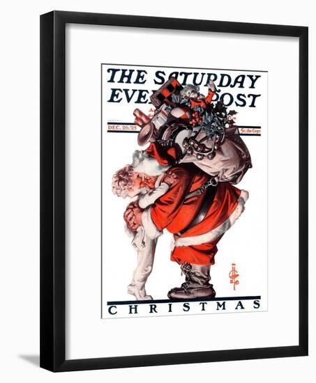 "Hug from Santa," Saturday Evening Post Cover, December 26, 1925-Joseph Christian Leyendecker-Framed Giclee Print