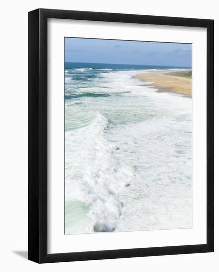 Huge breakers of Nazare with beach Praia do Norte. Portugal-Martin Zwick-Framed Photographic Print