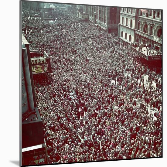 Huge Crowd Celebrating Ve Day in New York City During WWII-null-Mounted Photographic Print