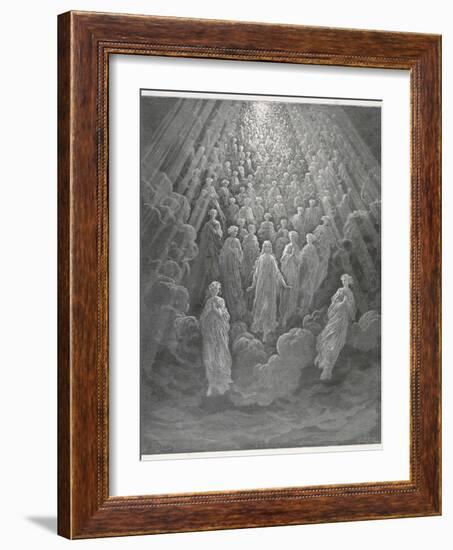 Huge Host of Angels Descend Through the Clouds in Paradise-Gustave Dor?-Framed Photographic Print