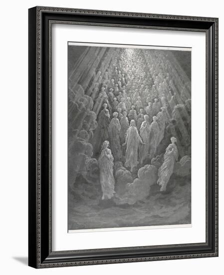 Huge Host of Angels Descend Through the Clouds in Paradise-Gustave Dor?-Framed Photographic Print