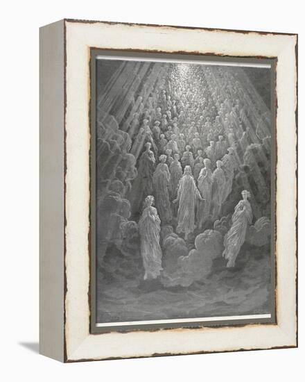 Huge Host of Angels Descend Through the Clouds in Paradise-Gustave Dor?-Framed Premier Image Canvas