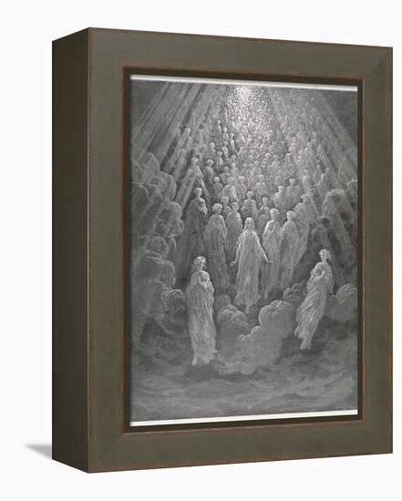 Huge Host of Angels Descend Through the Clouds in Paradise-Gustave Dor?-Framed Premier Image Canvas