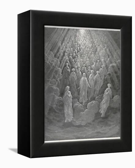 Huge Host of Angels Descend Through the Clouds in Paradise-Gustave Dor?-Framed Premier Image Canvas