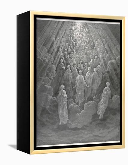 Huge Host of Angels Descend Through the Clouds in Paradise-Gustave Dor?-Framed Premier Image Canvas