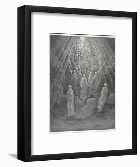 Huge Host of Angels Descend Through the Clouds in Paradise-Gustave Dor?-Framed Photographic Print