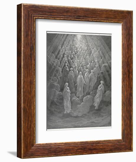 Huge Host of Angels Descend Through the Clouds in Paradise-Gustave Dor?-Framed Photographic Print