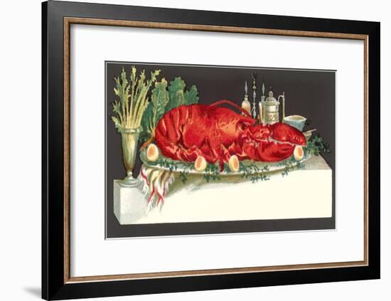 Huge Lobster on Serving Platter-null-Framed Art Print