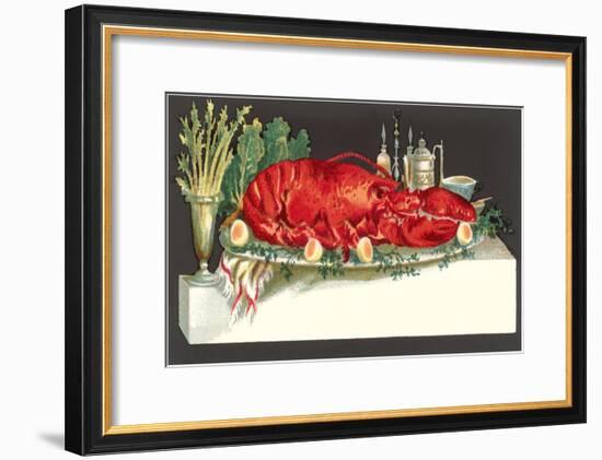 Huge Lobster on Serving Platter-null-Framed Art Print