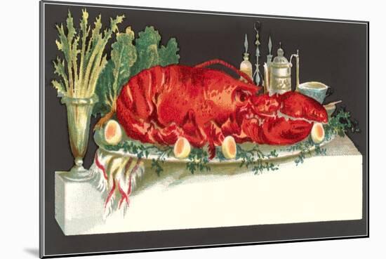 Huge Lobster on Serving Platter-null-Mounted Art Print