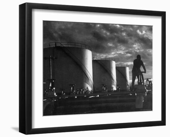 Huge Storage Tanks of Aramco Oil Co-Howard Sochurek-Framed Photographic Print