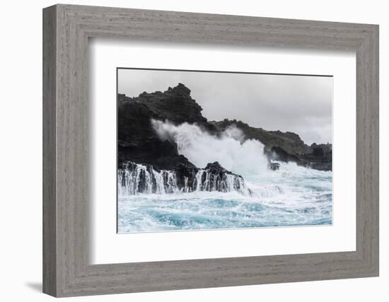 Huge Surf at the Olivine Pools on the Northwest Coast of West Maui-Michael Nolan-Framed Photographic Print