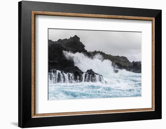 Huge Surf at the Olivine Pools on the Northwest Coast of West Maui-Michael Nolan-Framed Photographic Print