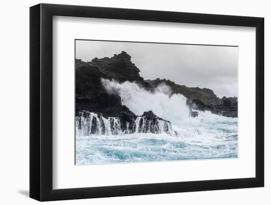 Huge Surf at the Olivine Pools on the Northwest Coast of West Maui-Michael Nolan-Framed Photographic Print