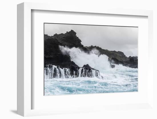 Huge Surf at the Olivine Pools on the Northwest Coast of West Maui-Michael Nolan-Framed Photographic Print