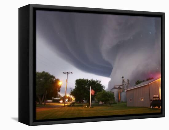 Huge Tornado Funnel Cloud Touches Down in Orchard, Iowa,-null-Framed Premier Image Canvas