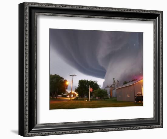 Huge Tornado Funnel Cloud Touches Down in Orchard, Iowa,-null-Framed Photographic Print