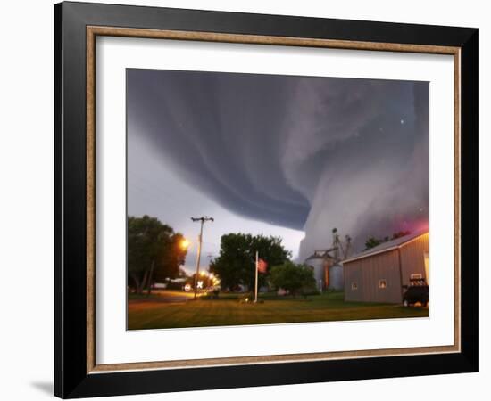 Huge Tornado Funnel Cloud Touches Down in Orchard, Iowa,-null-Framed Photographic Print