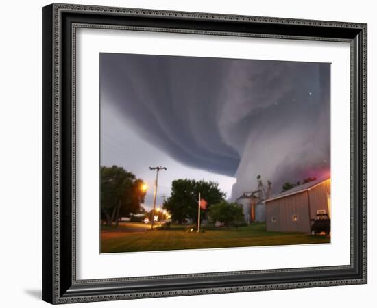 Huge Tornado Funnel Cloud Touches Down in Orchard, Iowa,-null-Framed Photographic Print