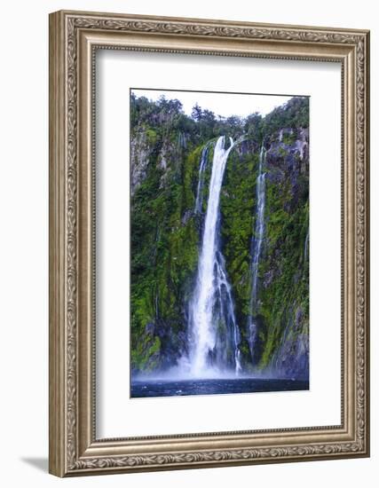 Huge Waterfall in Milford Sound-Michael-Framed Photographic Print