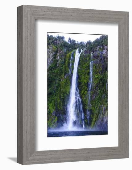 Huge Waterfall in Milford Sound-Michael-Framed Photographic Print