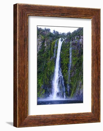 Huge Waterfall in Milford Sound-Michael-Framed Photographic Print