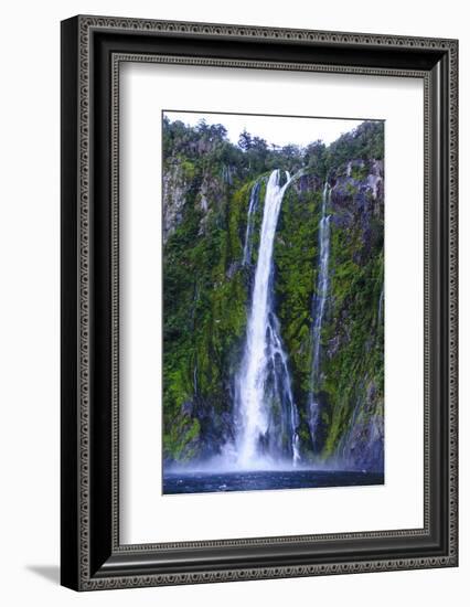 Huge Waterfall in Milford Sound-Michael-Framed Photographic Print