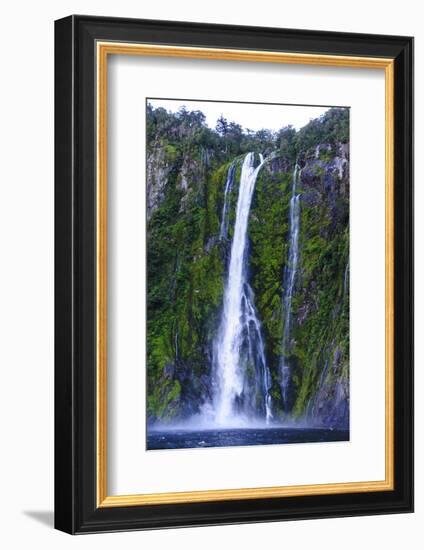 Huge Waterfall in Milford Sound-Michael-Framed Photographic Print