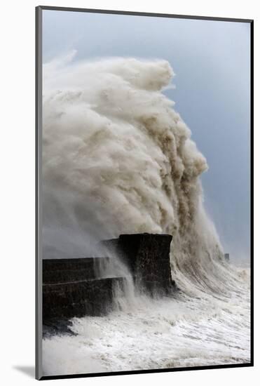 Huge Waves Crash Against the Harbour Wall at Porthcawl, Bridgend, Wales, United Kingdom, Europe-Graham Lawrence-Mounted Photographic Print