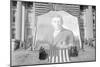 Huge Woodrow Wilson Painting on Fabric Draped In Front of Government Building-null-Mounted Art Print