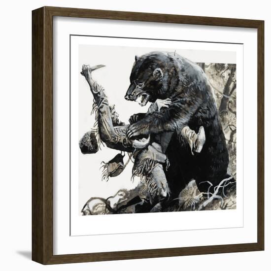 Hugh Glass Being Savaged by a Bear, 1978-Severino Baraldi-Framed Giclee Print