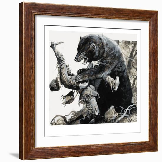 Hugh Glass Being Savaged by a Bear, 1978-Severino Baraldi-Framed Giclee Print