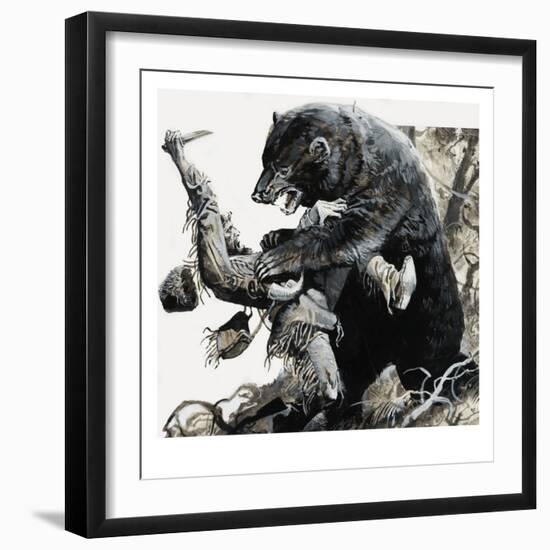 Hugh Glass Being Savaged by a Bear, 1978-Severino Baraldi-Framed Giclee Print