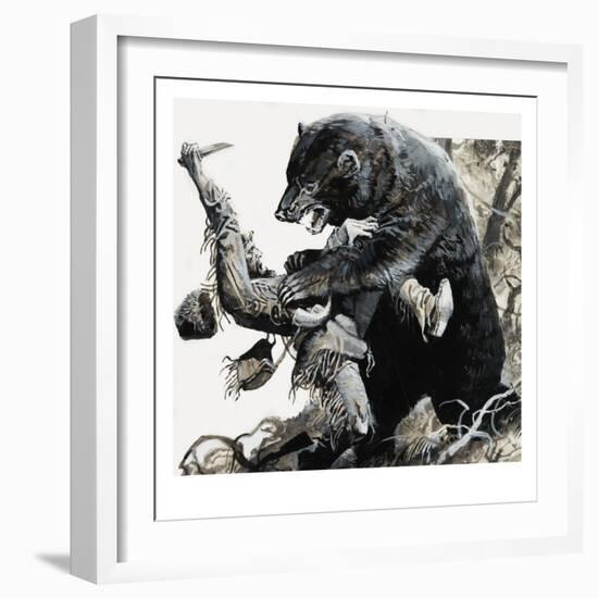 Hugh Glass Being Savaged by a Bear, 1978-Severino Baraldi-Framed Giclee Print