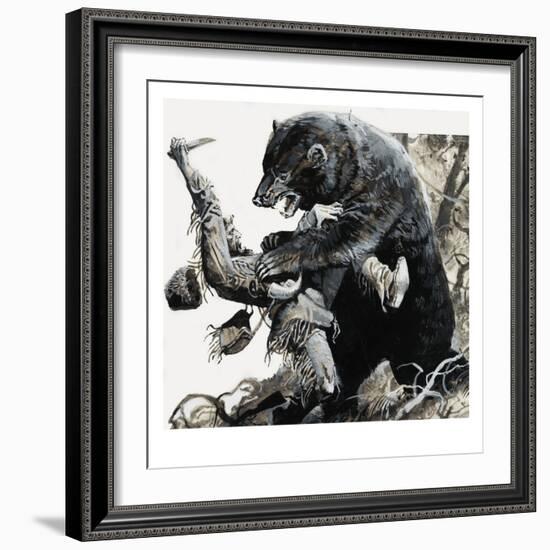 Hugh Glass Being Savaged by a Bear, 1978-Severino Baraldi-Framed Giclee Print