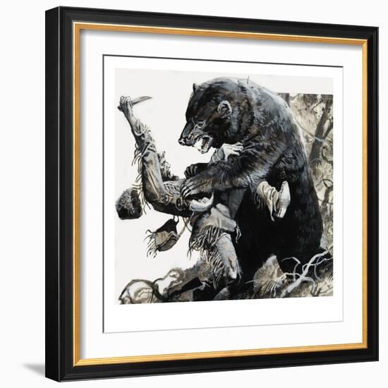 Hugh Glass Being Savaged by a Bear, 1978-Severino Baraldi-Framed Giclee Print