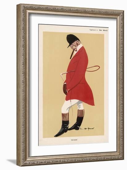Hughie a Huntsman in Traditional Attire Smokes a Large Cigar-null-Framed Art Print