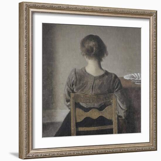 "Huile" (repos)-Vilhelm Hammershoi-Framed Giclee Print