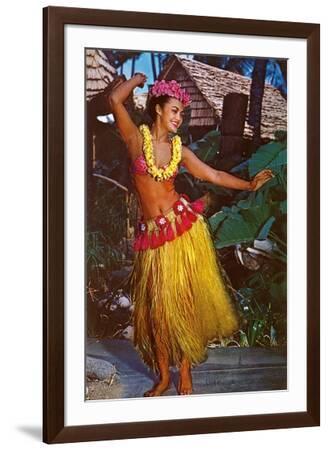 80s HULA DANCER 特大アート フレーム 油彩画 ヴィンテージ Aloha-from-Waikiki-Hula-Girl-