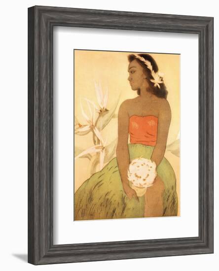 Hula Dancer, Royal Hawaiian Hotel Menu Cover c.1950s-John Kelly-Framed Art Print