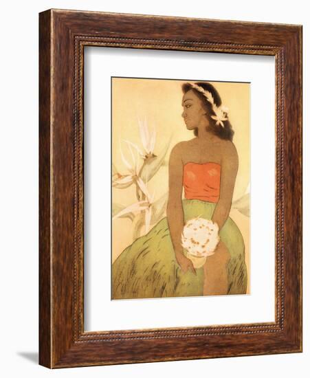 Hula Dancer, Royal Hawaiian Hotel Menu Cover c.1950s-John Kelly-Framed Art Print