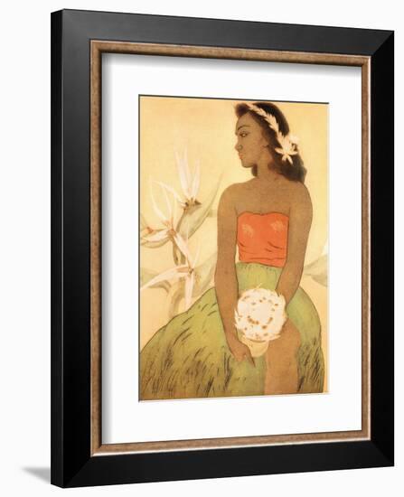 Hula Dancer, Royal Hawaiian Hotel Menu Cover c.1950s-John Kelly-Framed Art Print