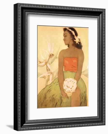 Hula Dancer, Royal Hawaiian Hotel Menu Cover c.1950s-John Kelly-Framed Art Print