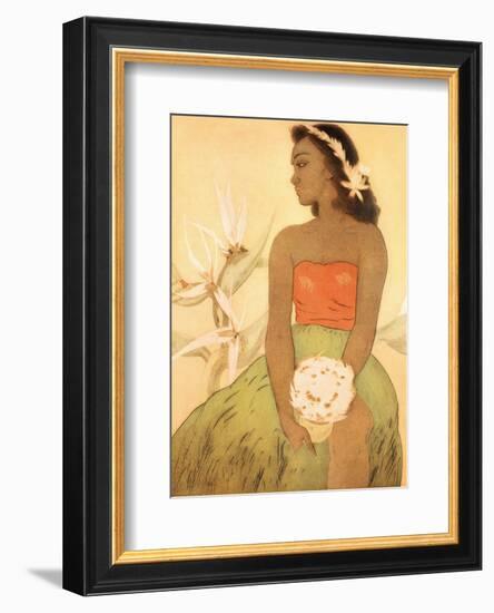 Hula Dancer, Royal Hawaiian Hotel Menu Cover c.1950s-John Kelly-Framed Art Print