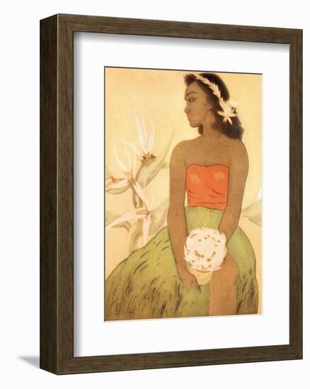 Hula Dancer, Royal Hawaiian Hotel Menu Cover c.1950s-John Kelly-Framed Art Print