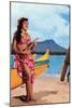 Hula Girl by Outrigger, Hawaii-null-Mounted Art Print