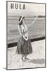 Hula Girl with Lei on Beach-null-Mounted Art Print