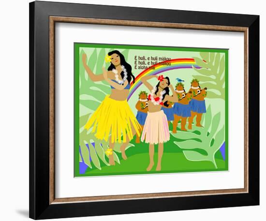 Hula Girls in Paradise Island, Hawaii-Noriko Sakura-Framed Art Print