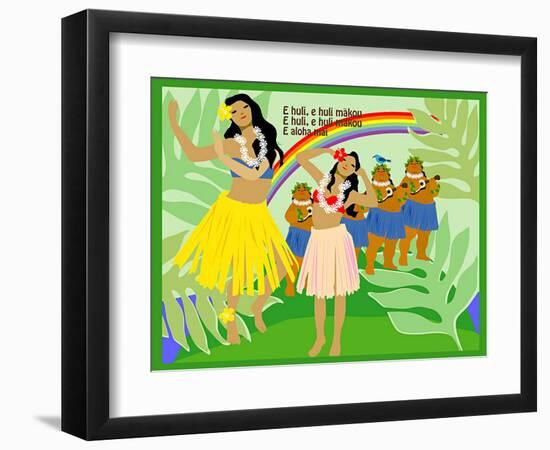 Hula Girls in Paradise Island, Hawaii-Noriko Sakura-Framed Art Print